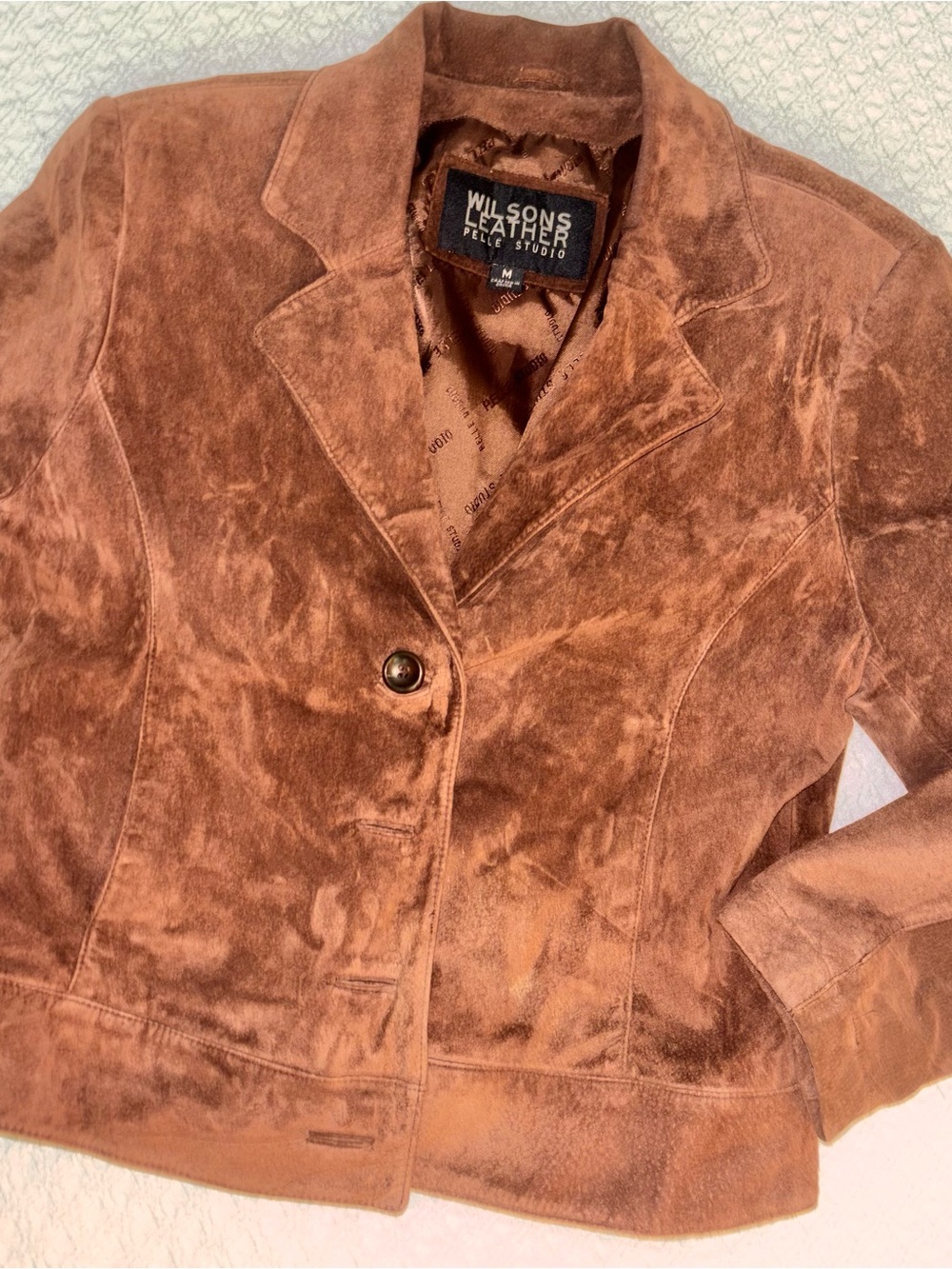 Wilson's Leather Pelle Studio Brown Suede Button-Front Jacket women’s medium - Picture 3 of 8